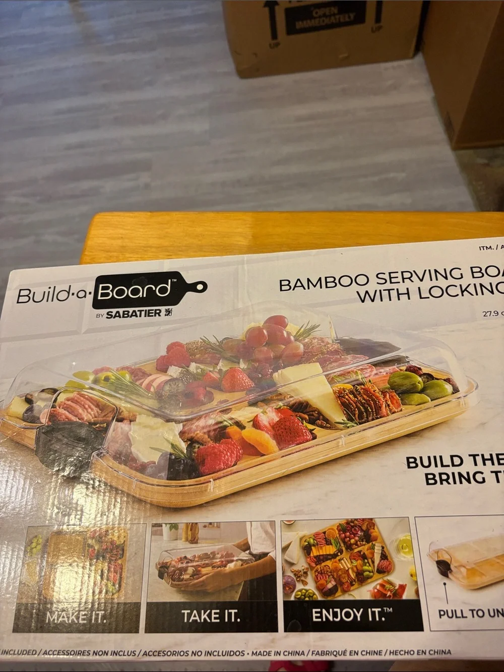 Build-a-Board Bamboo Serving Board with Locking Lid - Natural Bamboo